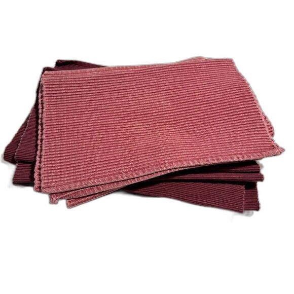 Placemats Kitchen Linens Set of 7 Red Ribbed Rectangular Holiday Place Setting - Picture 1 of 9
